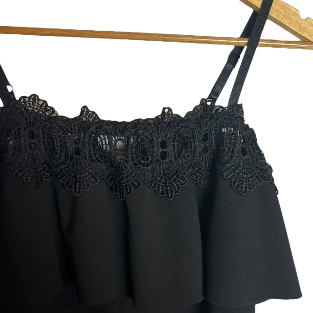 By & By Black Women's 7‎ Bodycon Dress Party Off Shoulder Ruffle Lace Black Size undefined - Image 2