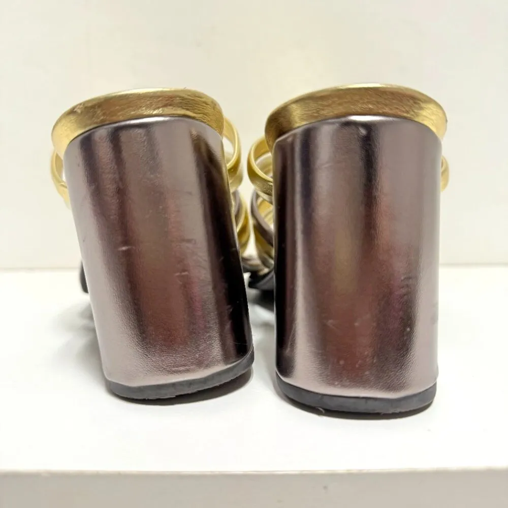 FARM Rio Sandal Block Heel Slide Gold - Image 4