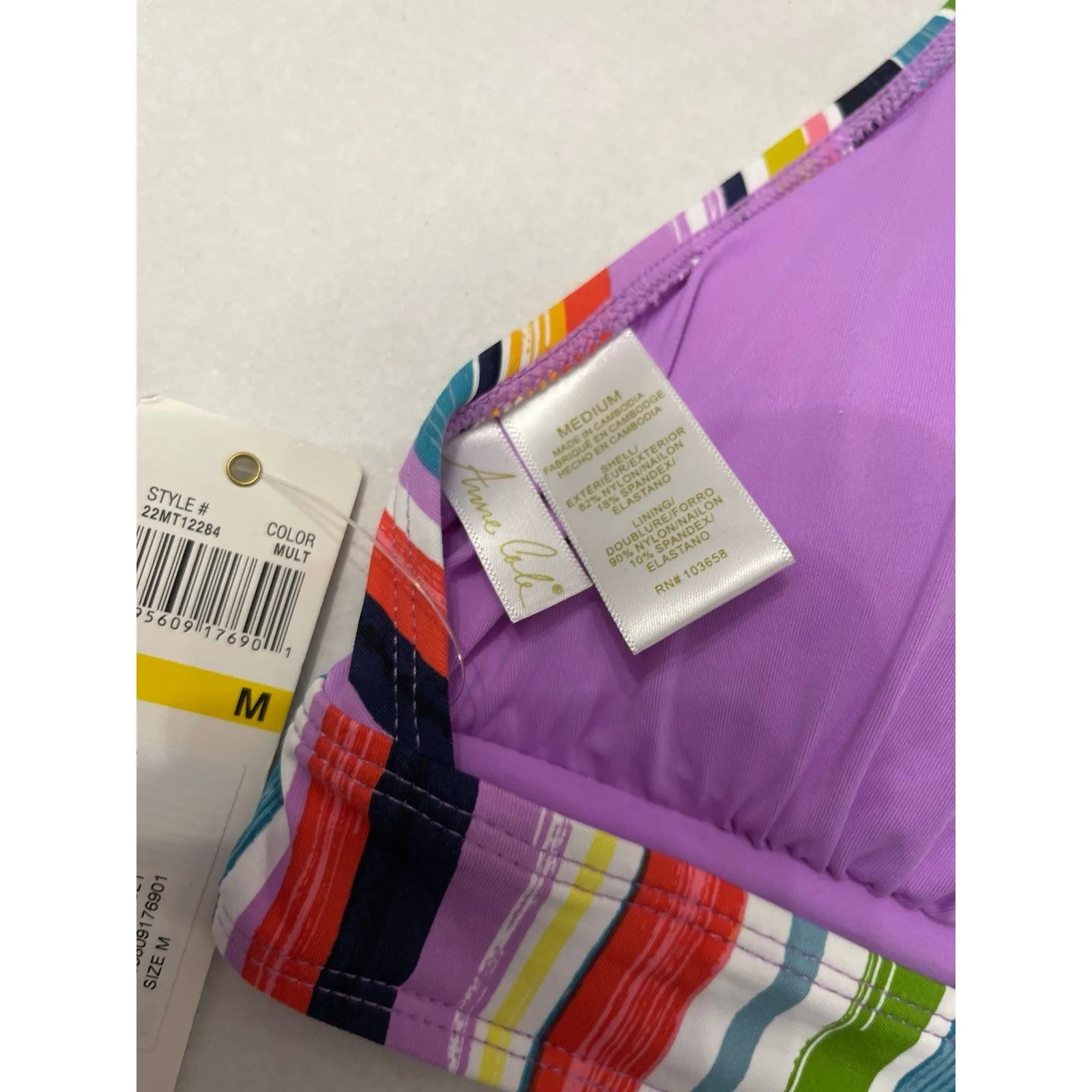 Anne Cole Striped Halter Bikini Swim Top Size M New With Tag - Image 5