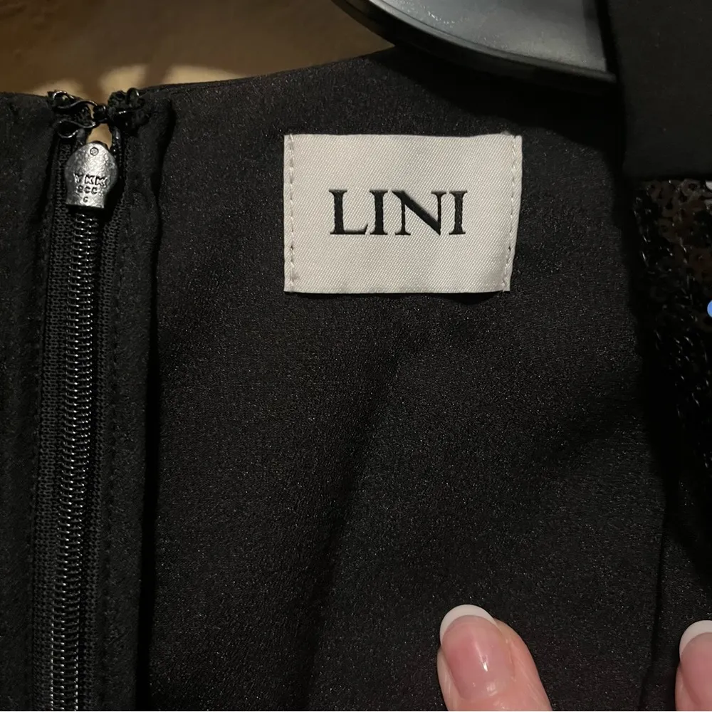 Lini NWT Stella Sequin V Neck Top Straight Leg Party Jumpsuit Black Size XS - Image 9