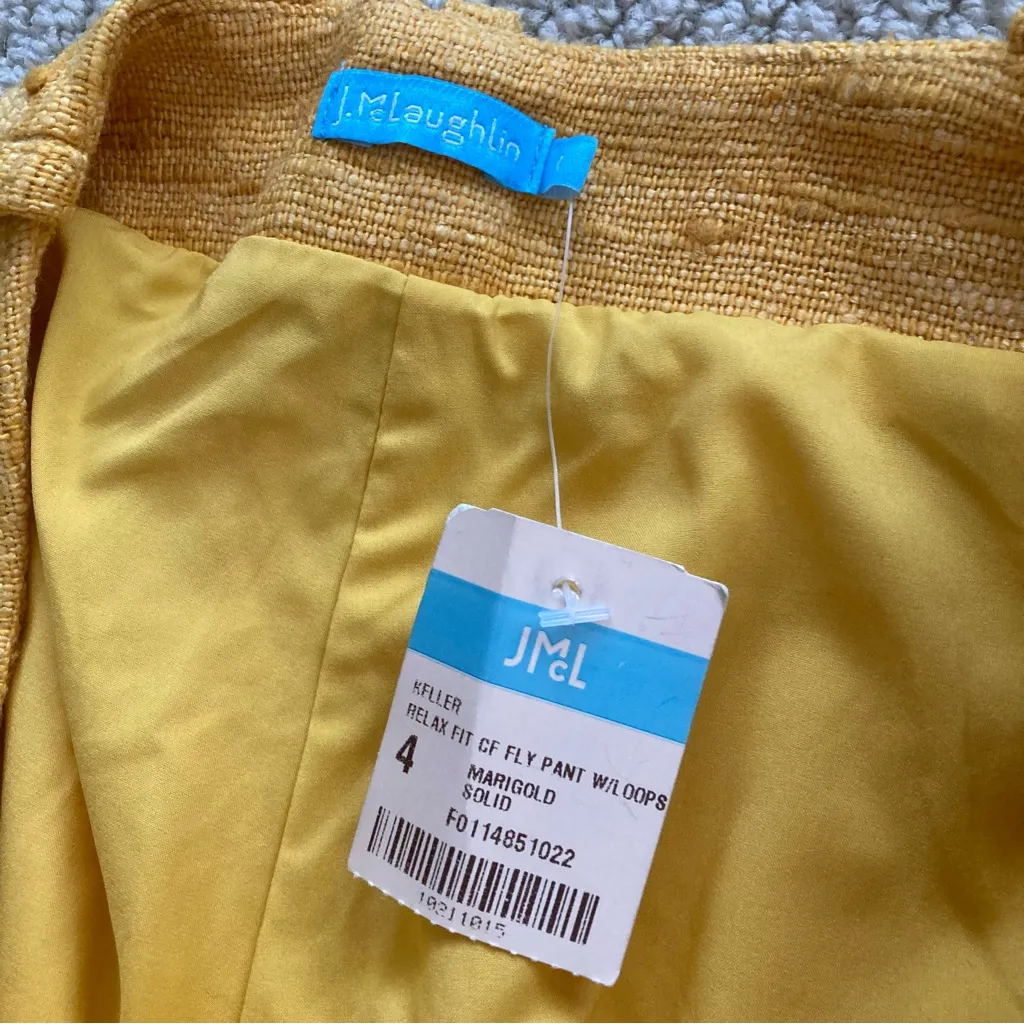 NEW J. McLaughlin Keller Relaxed Fit Clasp Fly Pant Trousers Marigold Size 4 NWT - Image 3