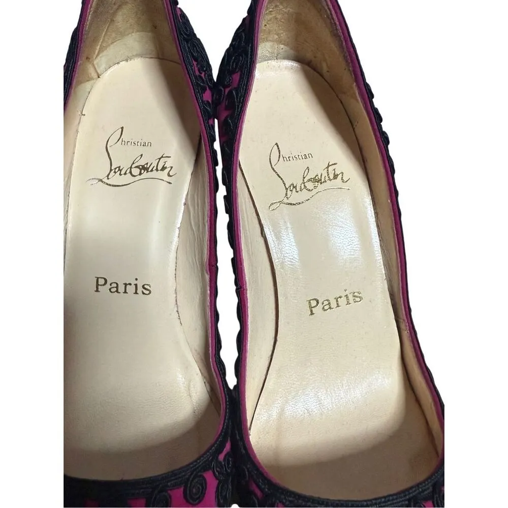 Christian Louboutin Very Brode 120 Suede Heels Sz EU 36 / US 6 Magenta (Fuchsia) - Image 13