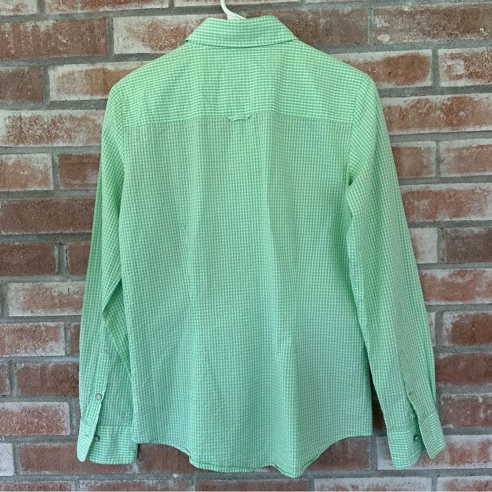 Brooks Brothers Gingham Button Down Shirt Cotton Women’s 4 Green Checkered - Image 7