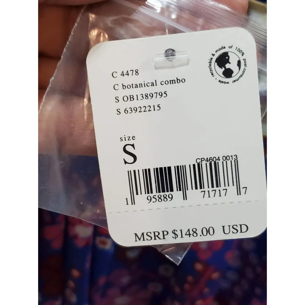 Free People Daisy Jane Mini Dress Botanical Combo Floral Tie Neck Size Small - Image 8