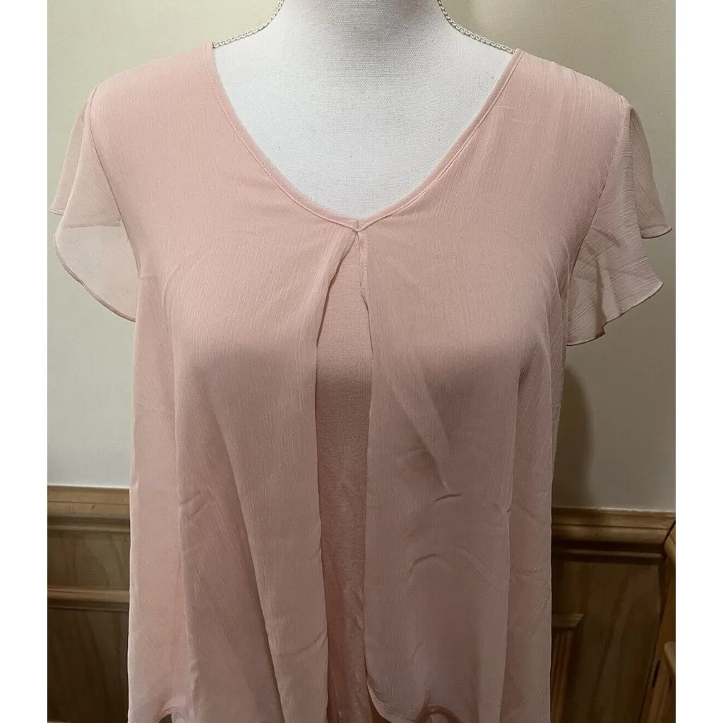A. Byer V-Neck Shear Blouse with Lining~ Size Medium ~ Pink - Image 2