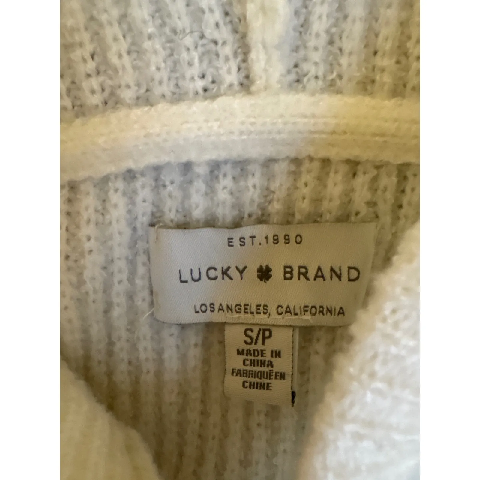 Lucky Brand White Knit Hooded Sweater Womens S P Cozy Casual Everyday - Image 4