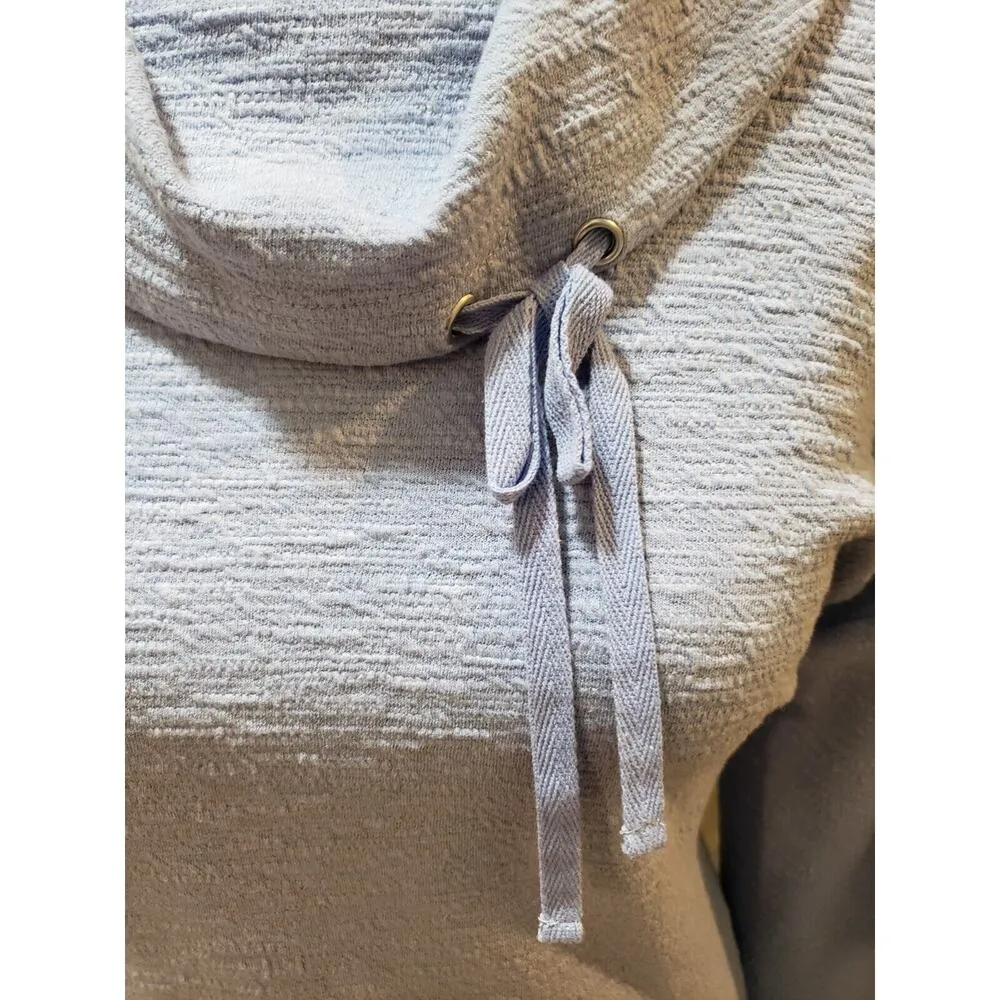 Weekends By Chico's Women's Blue Cowl Neck Drop Shoulder Drawstring Sweater L - Image 6