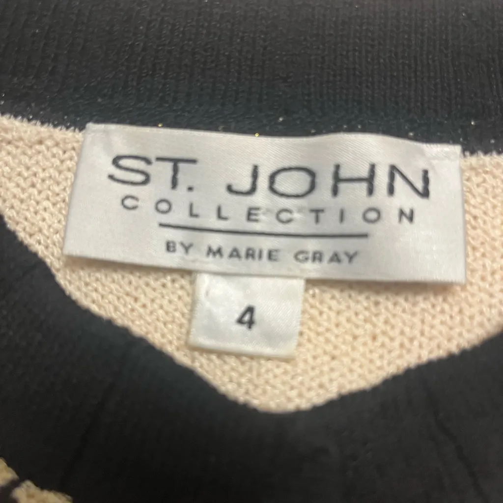 St. John Collection Knit Skirt Suit Set Cream Black Trim Size 4 NWOT - Image 8