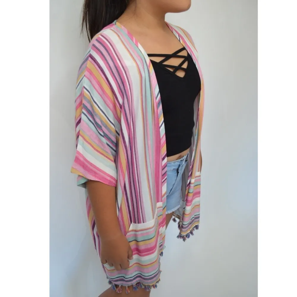 Main Strip Pink and White Blouse Elegant Top - Image 4