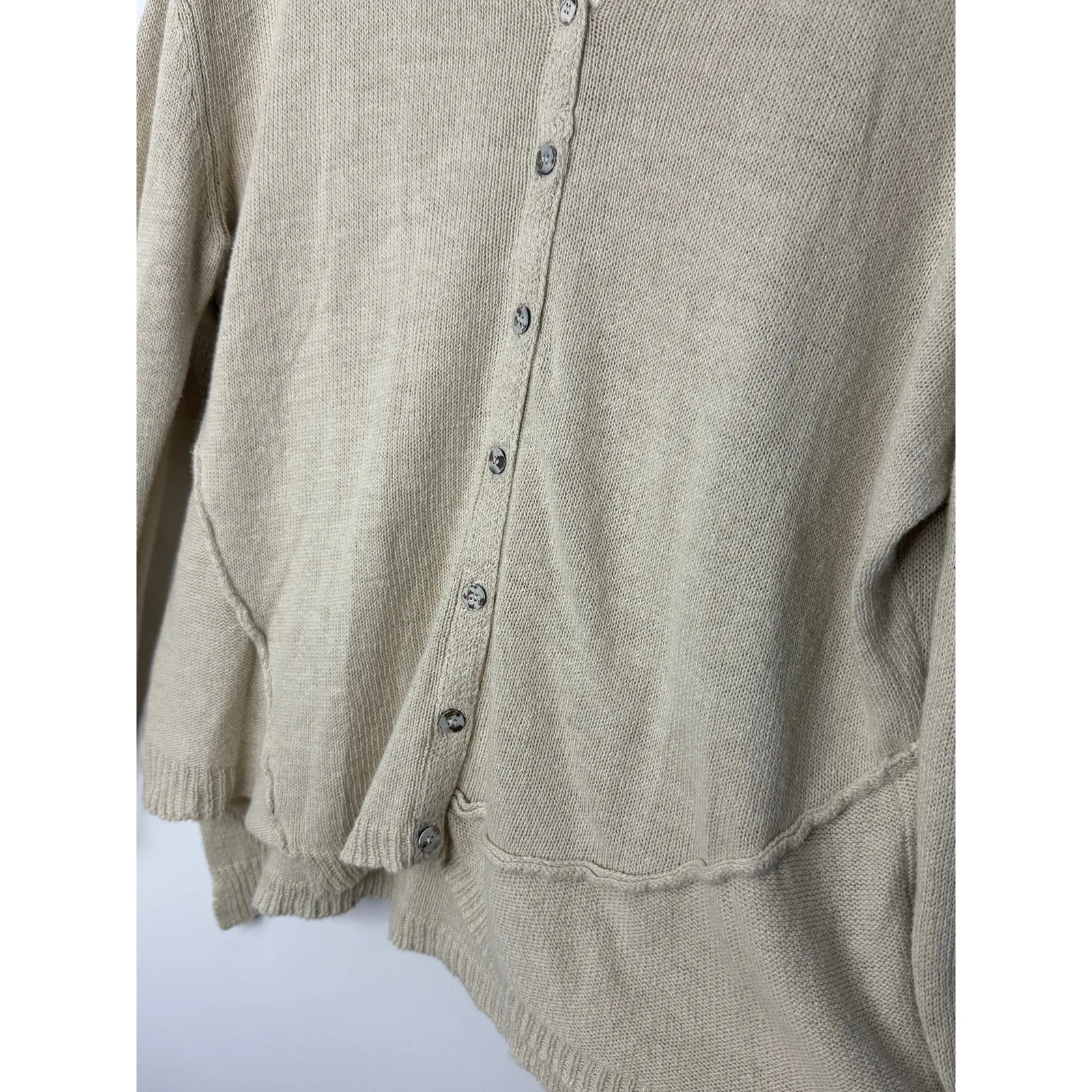 Sundance Linen Cotton Asymmetrical Cardigan Sweater Neutral Cream Size M - Image 5