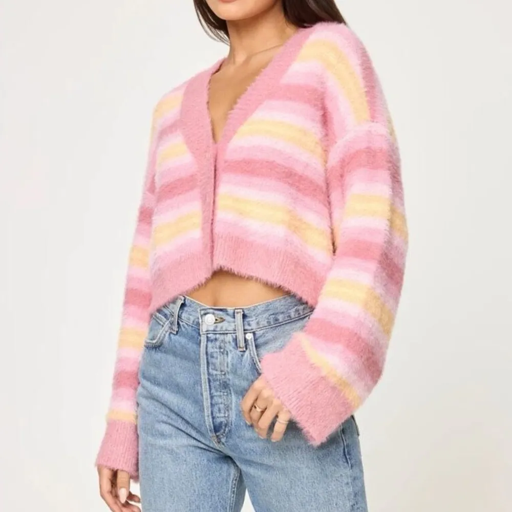 l*space L* Daybreak Cardigan Fuzzy Striped Sweater - Image 2