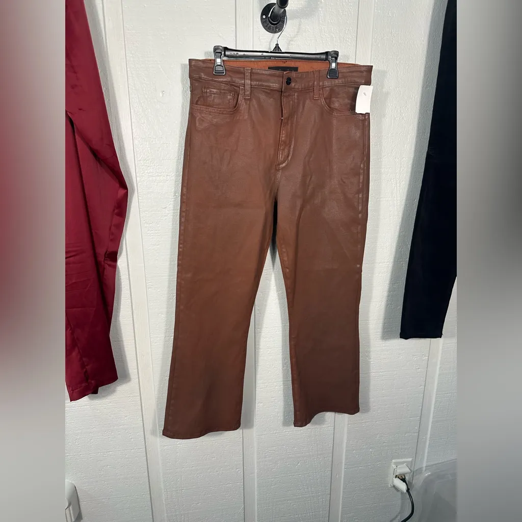Joes Jeans THE CALLIE Bootcut Coated Leather  Brown Size 34 NWOT - Image 2