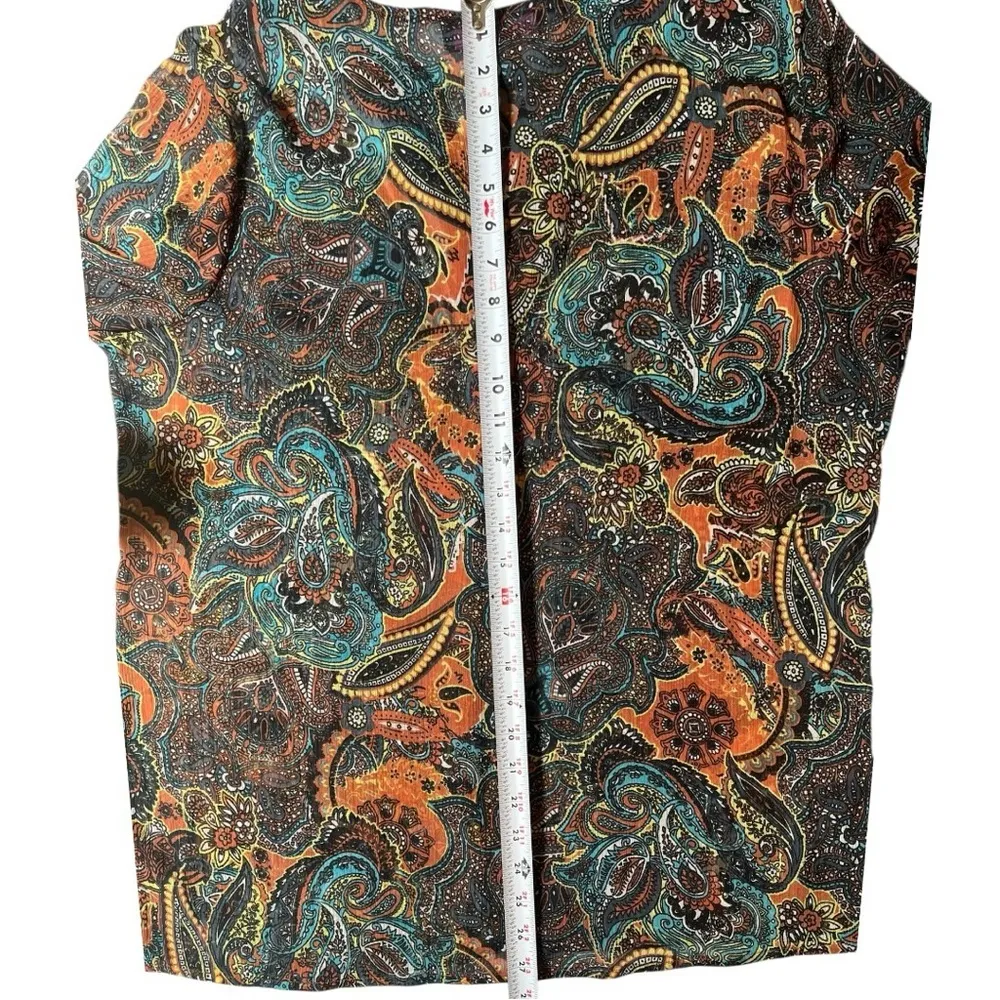 Peck & Peck Embellished Sheer‎ Brown Paisley Blouse XL Boho Chic Festival Top - Image 7