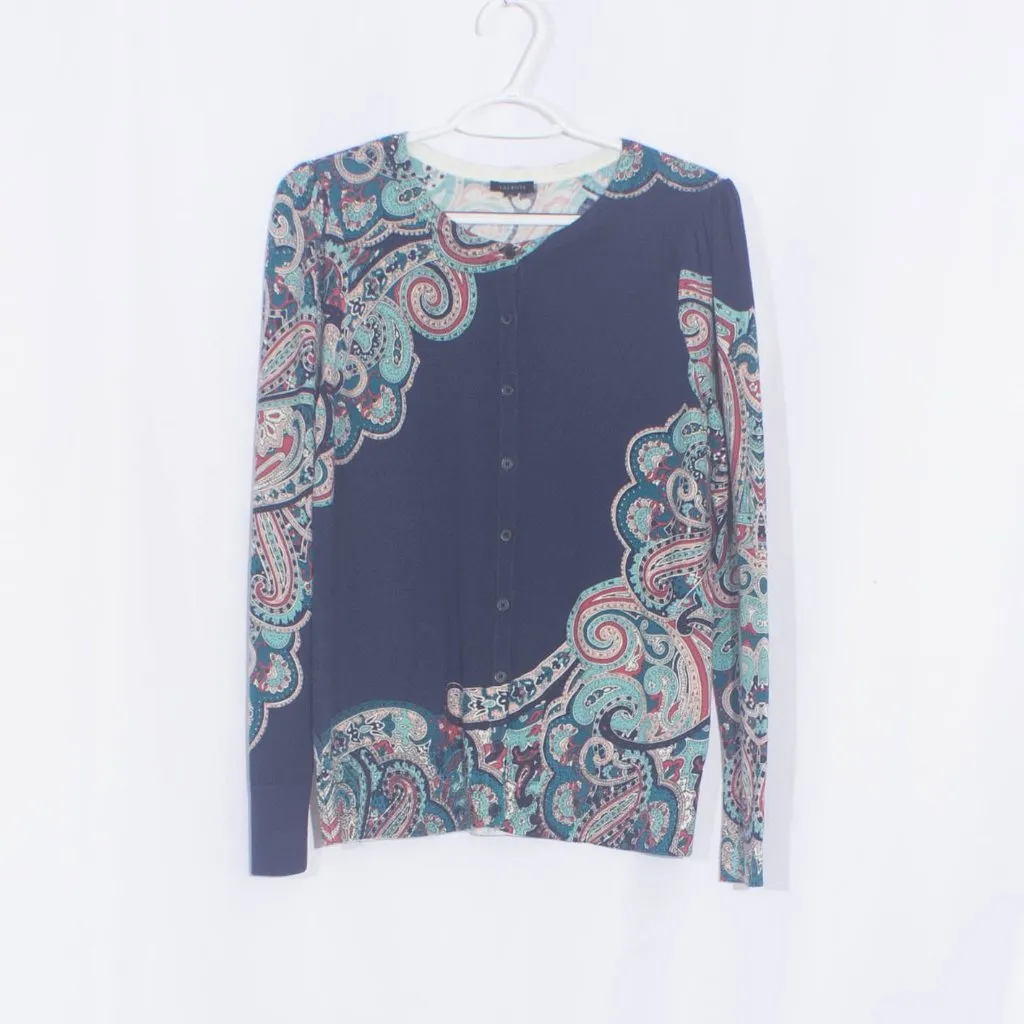 TALBOTS Charming Cardigan - Bright Paisley Size M - Image 3