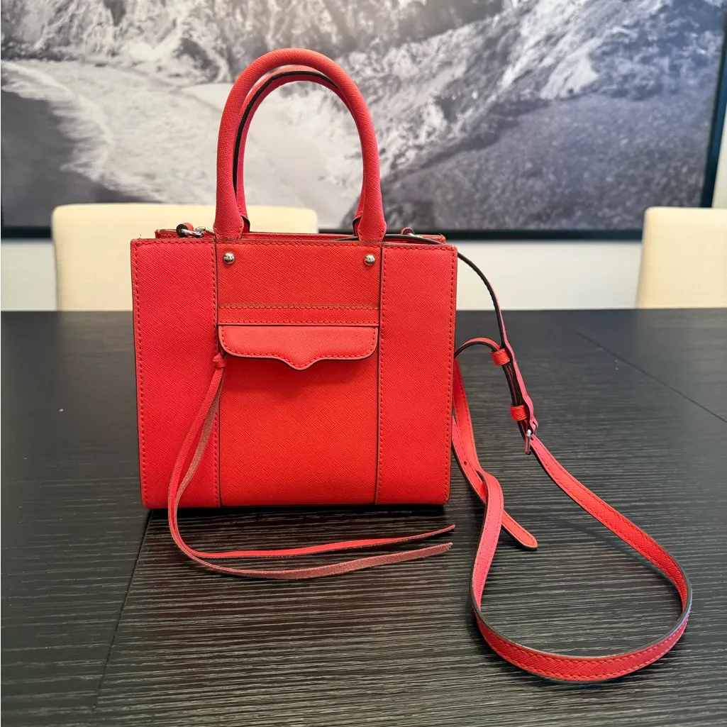 Rebecca Minkoff Mab Tote Mini Red Orange Leather Mini MAB Tote Purse - Image 2