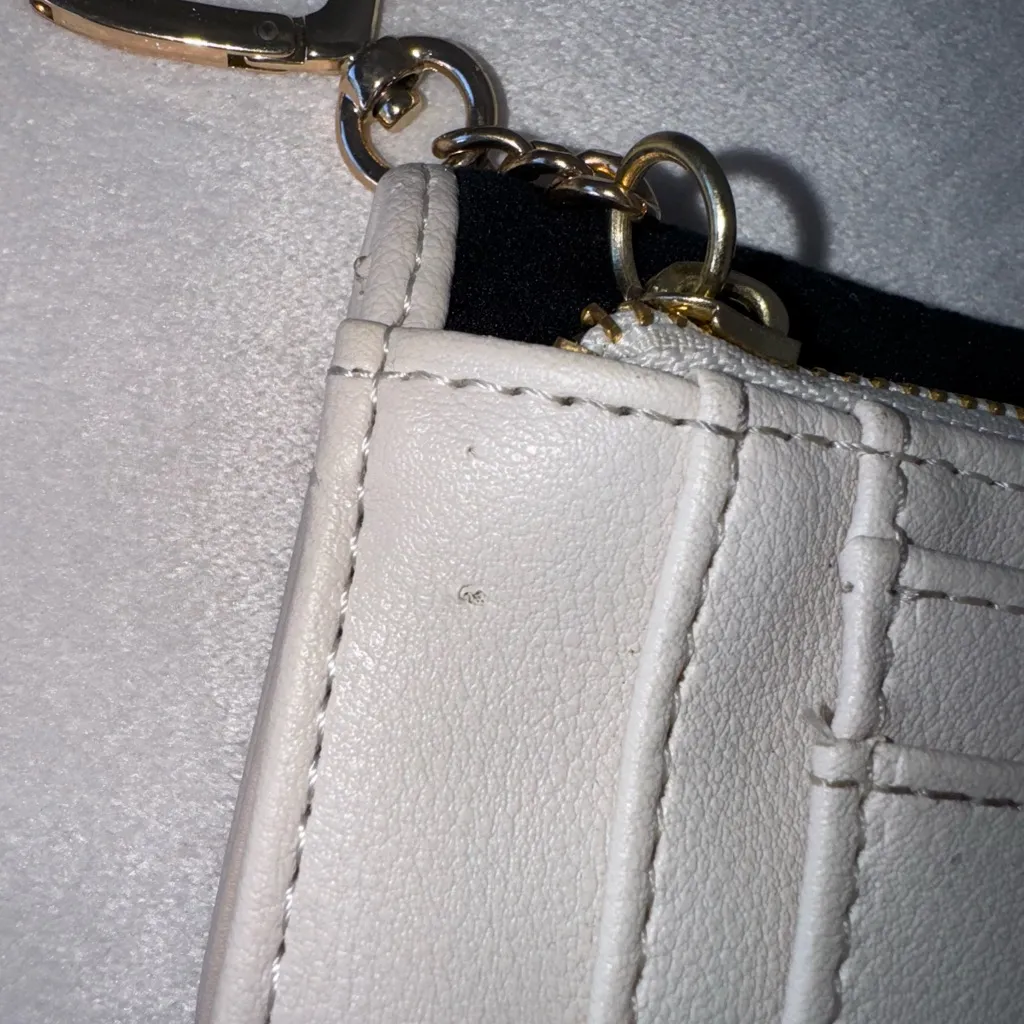 Black Velour And White Faux Leather Juicy Couture Trifold Wallet Heart Keyring - Image 6