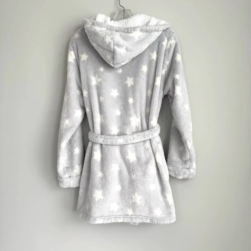 Women's Star Print Cozy Robe with belt Gray XS/S Target Size undefined - Image 3