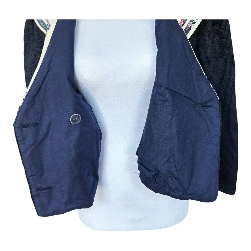 Brittney Nicole Cardigan Blazer Vintage 80’s Sailor Floral Blue Pearl Button M‍ Size M - Image 6