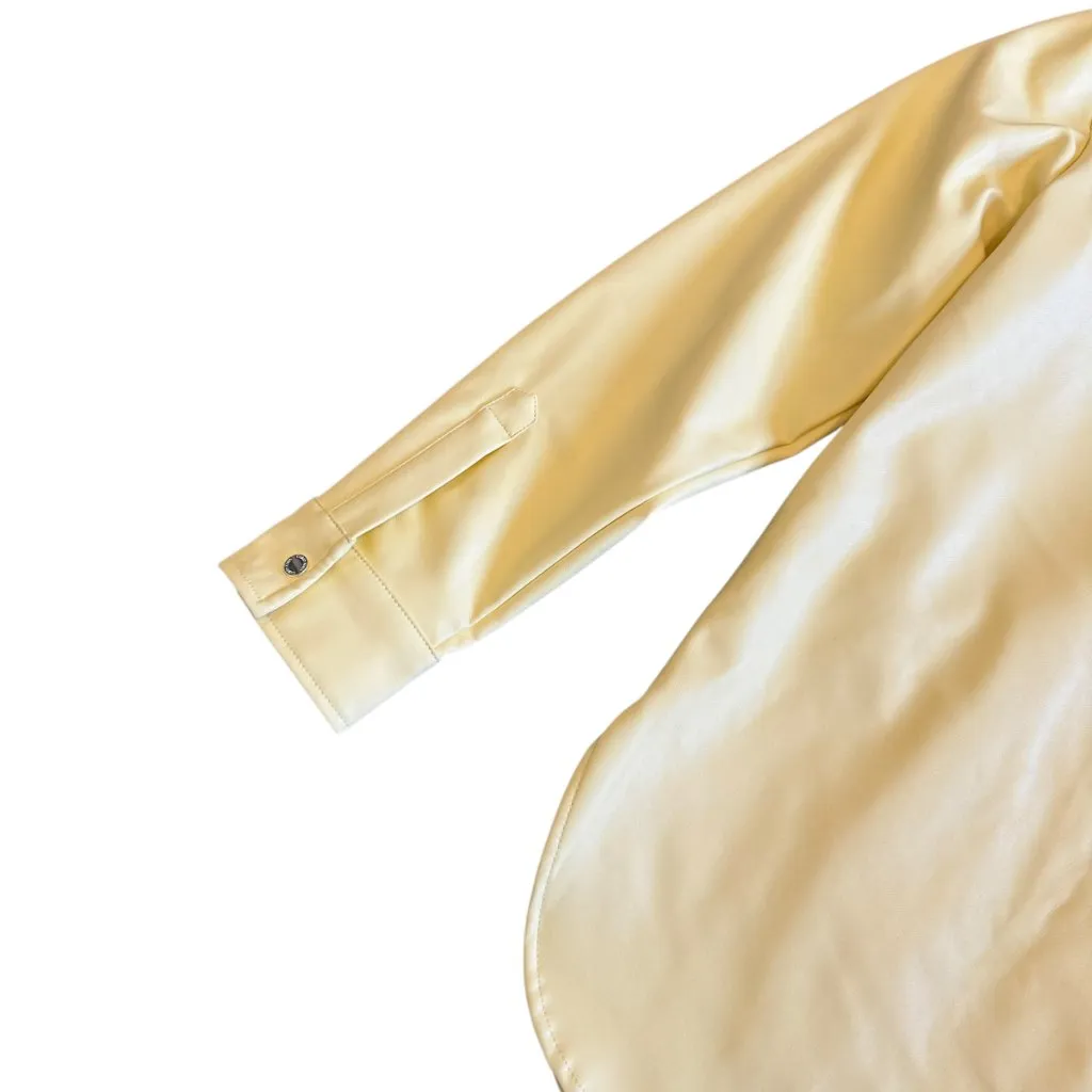 Calvin Klein Vegan Faux Leather Butter Yellow Snap Down Jacket Shacket Large - Image 9