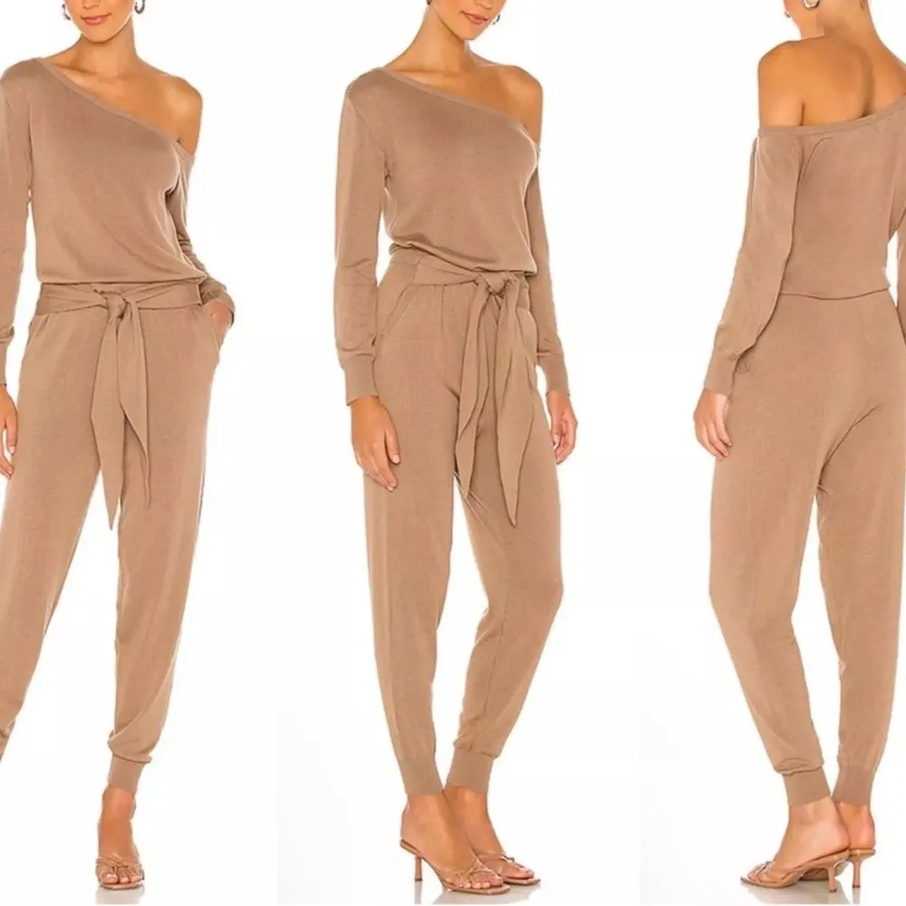 MAJORELLE Charlotte Knit Neutral Jumpsuit in Taupe - Image 8