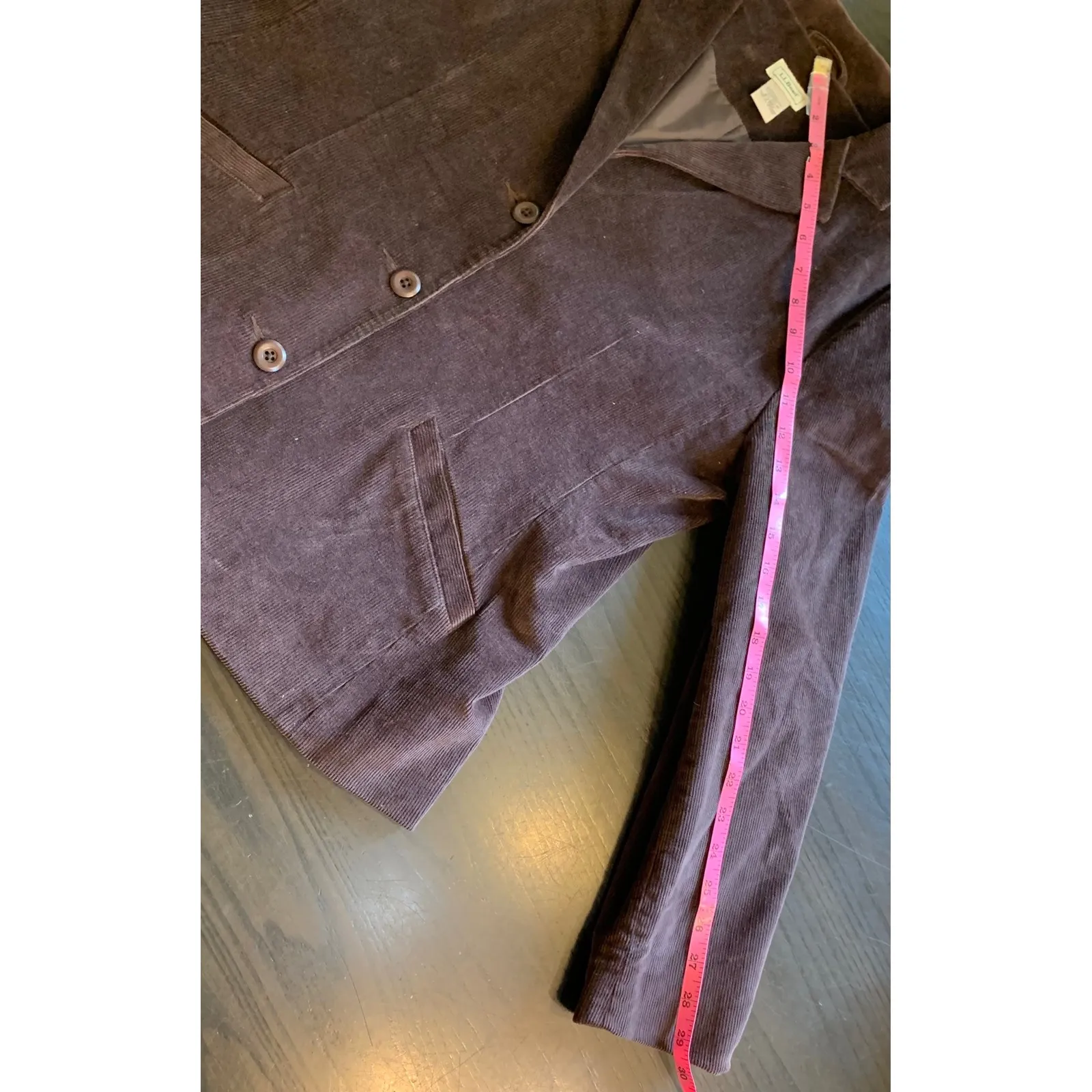 L.L.Bean Corduroy Blazer Jacket Women Petite 12 Brown Cotton Blend Dark Academia Size 12P - Image 10
