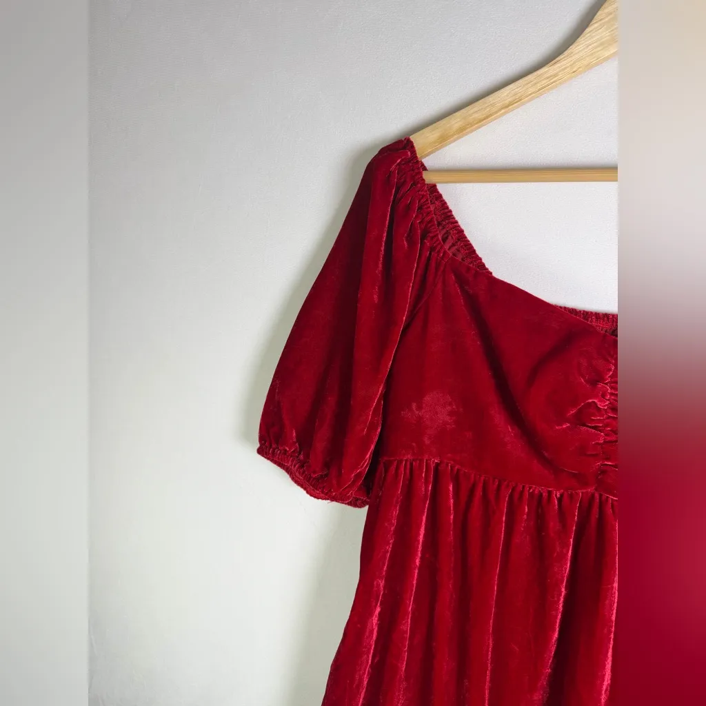 Modcloth Rich Red Velvet Mini Dress - Image 4