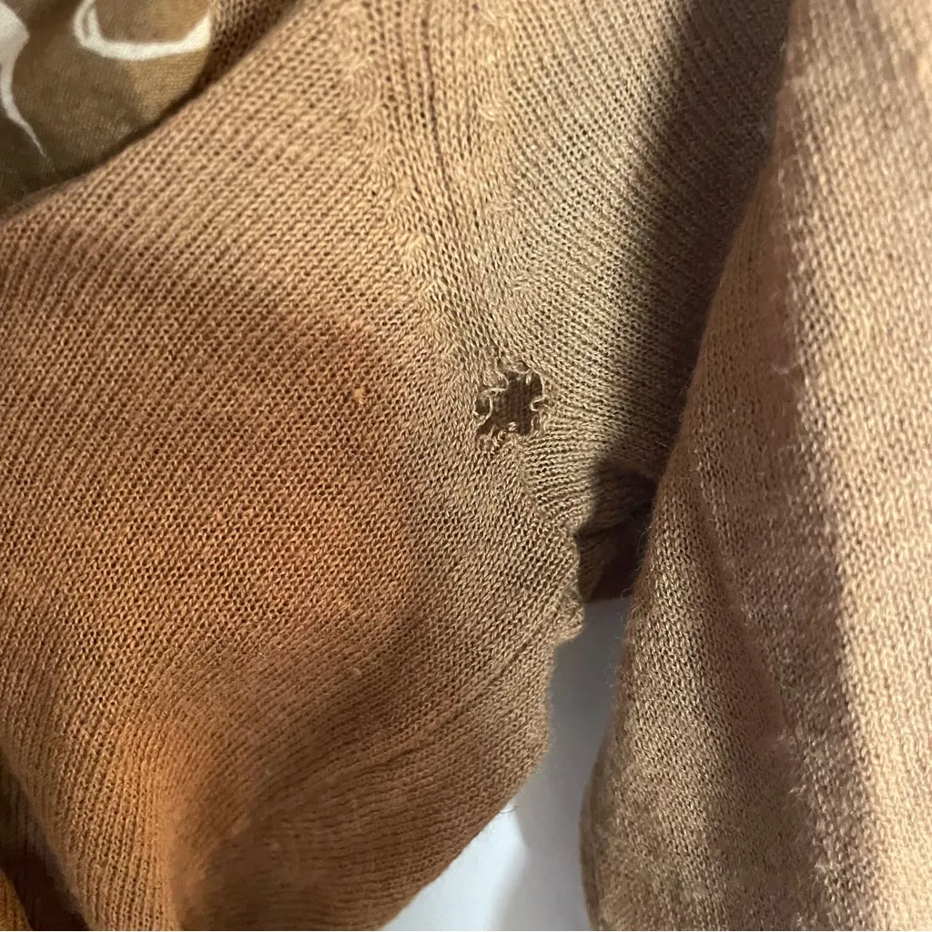 Anthropologie Beige Knit Knotted Button-Up Linen cardigan Size XS - Image 5