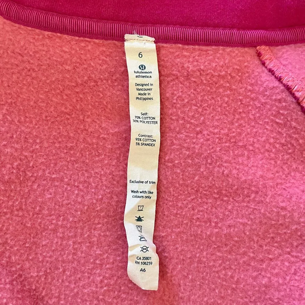 Lululemon Calm & Cozy Raspberry / Guava Lava Jacket Size 6 - Image 6