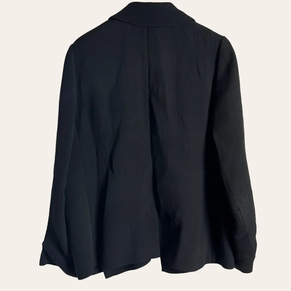 Eileen Fisher Black Silk Blend Crinkled Double Breasted Blazer Jacket 1X - Image 5