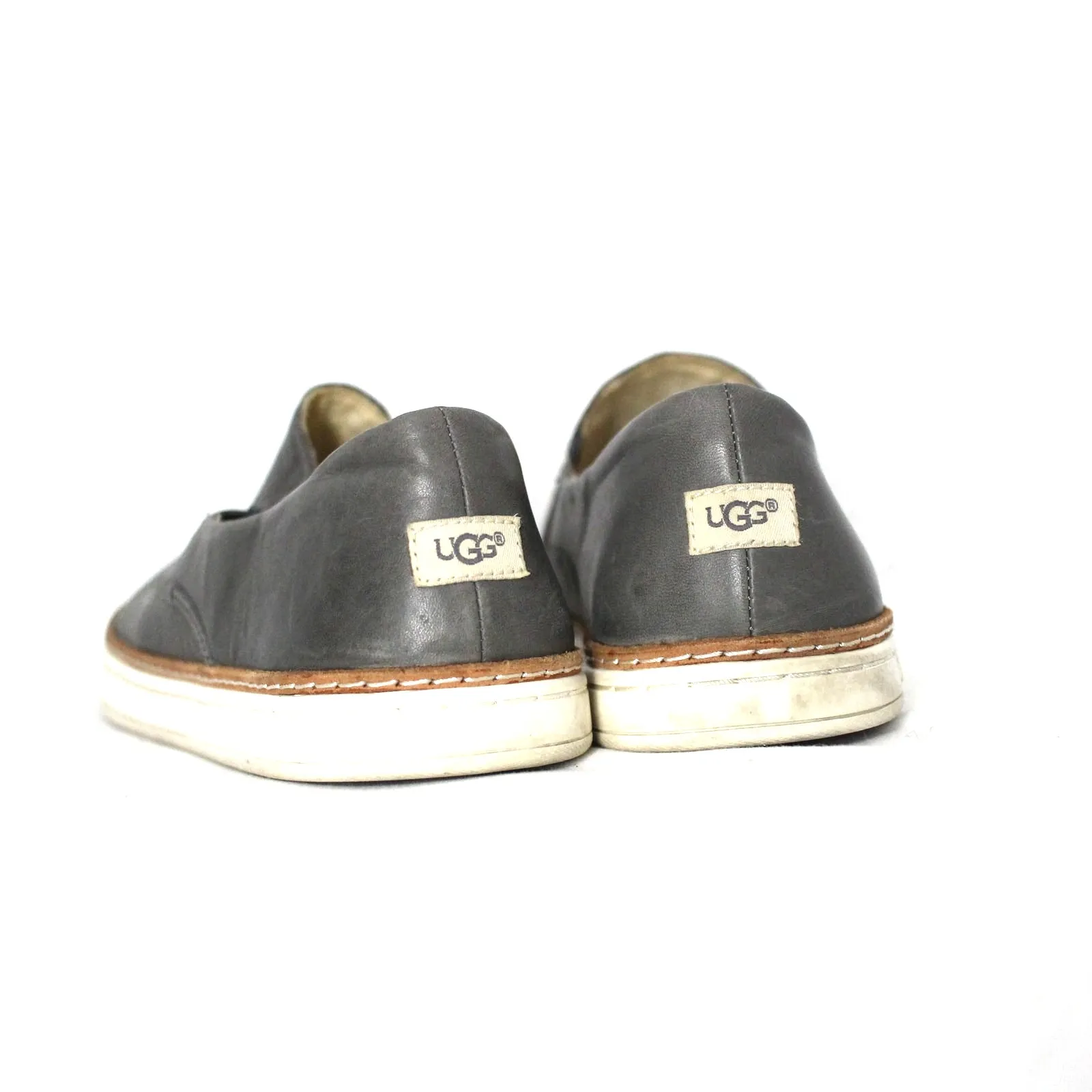 UGG Keile Perforated Leather Slip On Loafer Size 9.5 Preloved Preppy Gray - Image 4