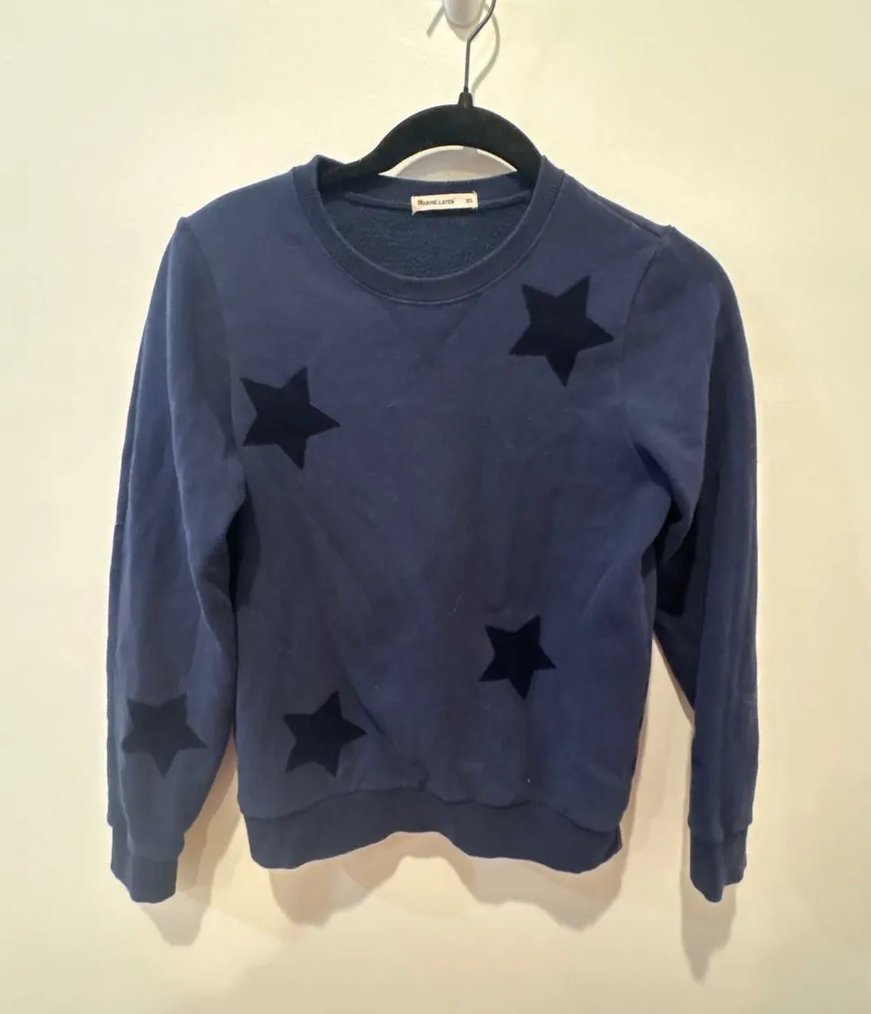 MARINE LAYER Navy Blue Star Print Long Sleeve Sweatshirt XS - Image 1