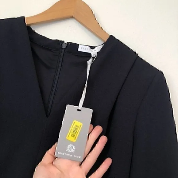 NEW NWT PRESTON YORK Solid Navy Blue Bow 3/4 Sleeve Polyester Blouse Top Small S - Image 6