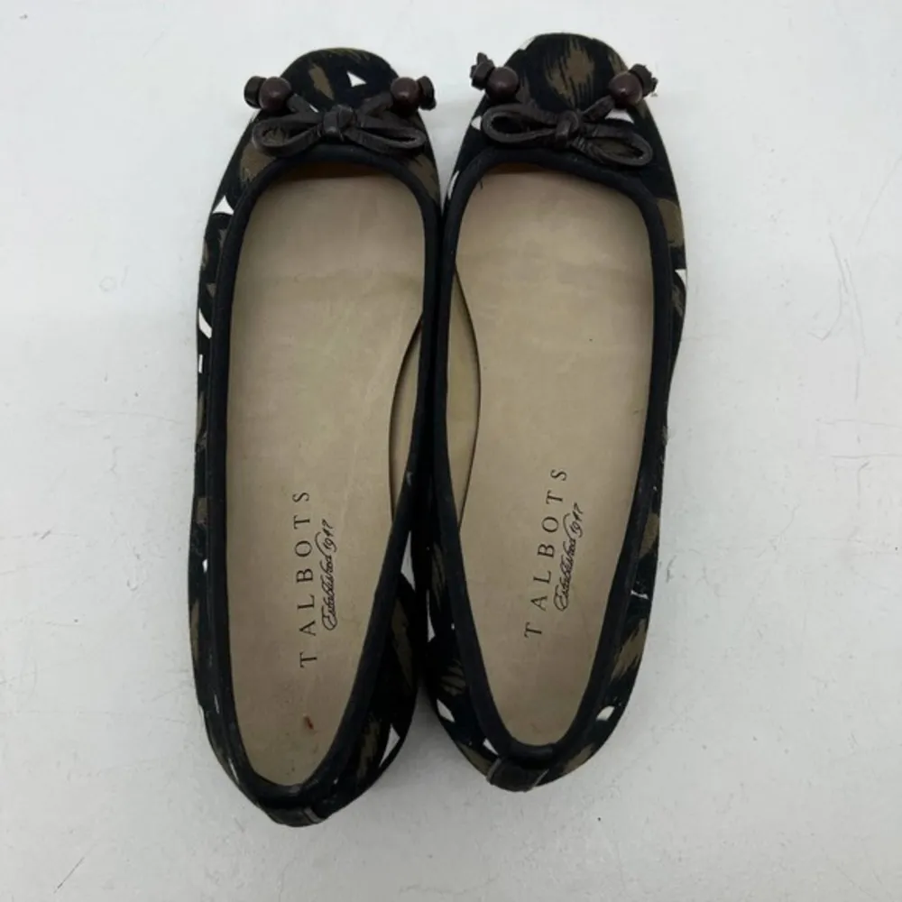 Talbots black & brown round toe ballet flat slip on shoes bow toe women size 7 - Image 7