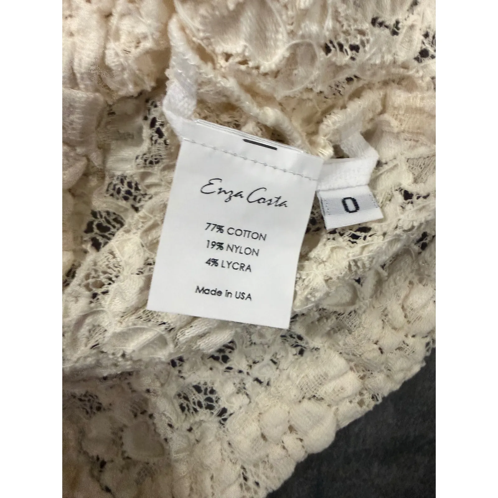 Enza Costa Puckered Lace Sleeveless Mockneck Top Cream Size 0 New - Image 5