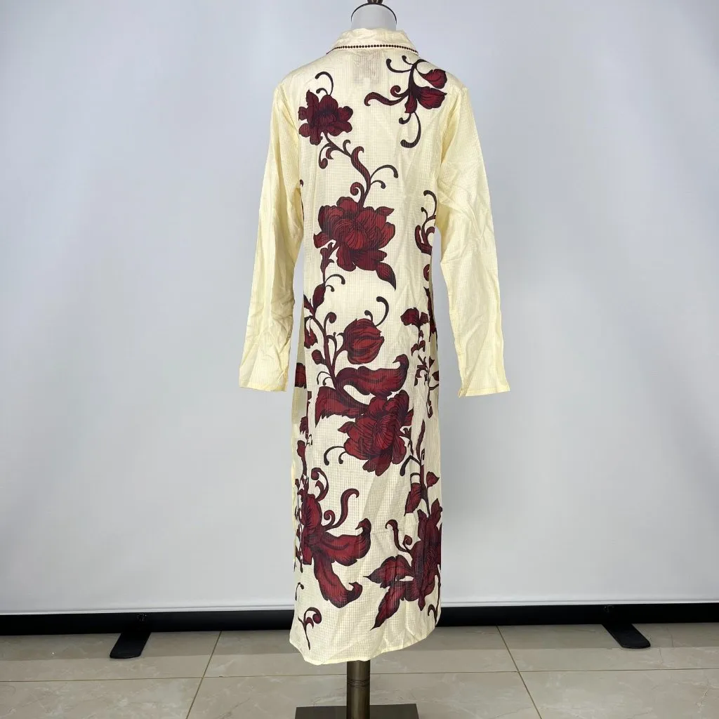NWOT Johnny Was Floral Long Sleeves Midi Shirt Dress Cover-Up Size S - Image 6