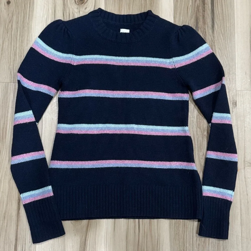La Vie Rebecca Taylor Blue Pink Striped Wool Blend Pullover Sweater Women’s XS - Image 4