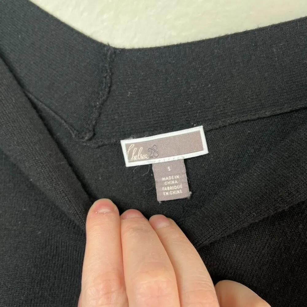 Chelsea28 Black V-Neck Sweater With White Stripes Size S cashmere blend - Image 4