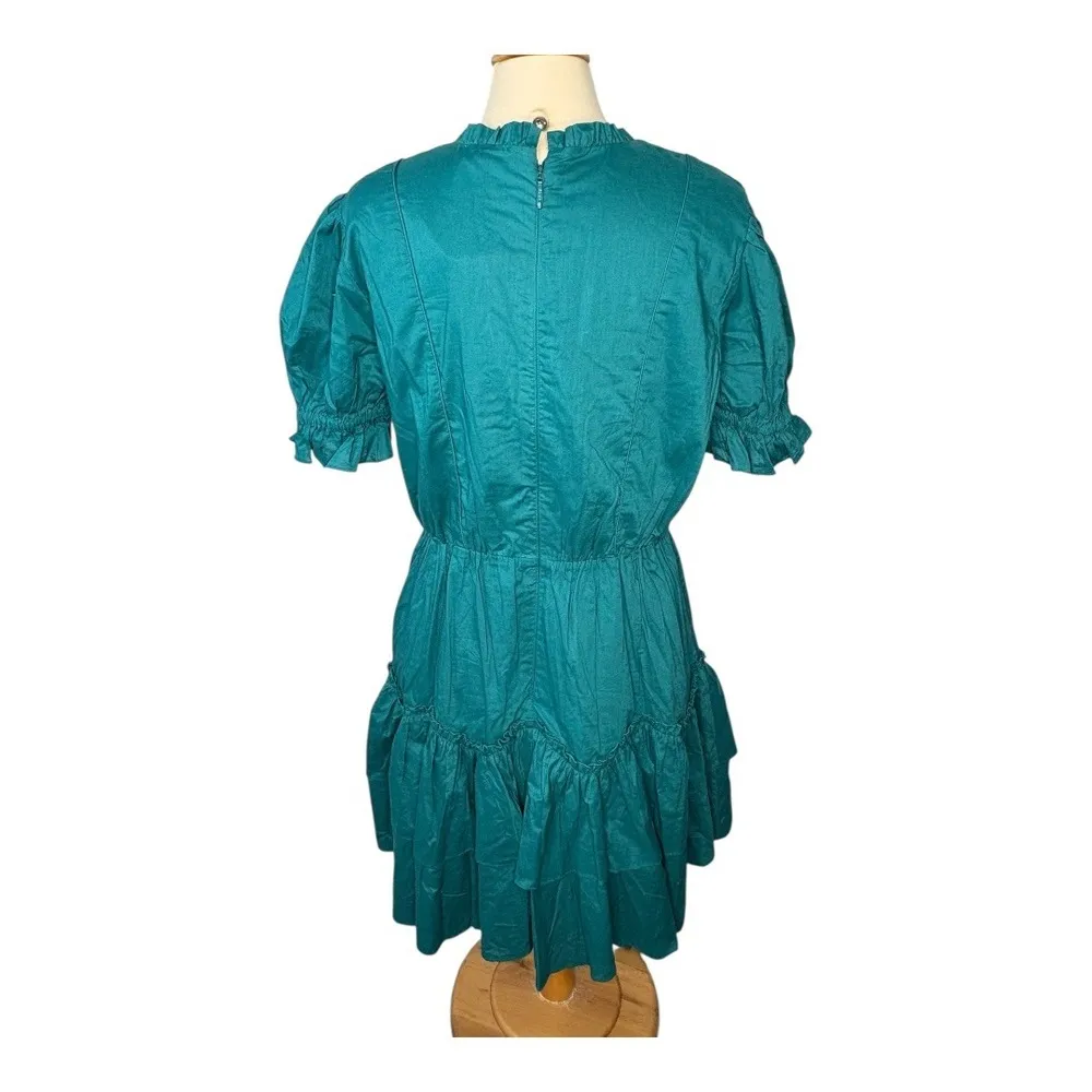 Ivy City Co. Merida Ruffle Dress Puff Sleeve Tiered Teal Green Women Size XL New - Image 11