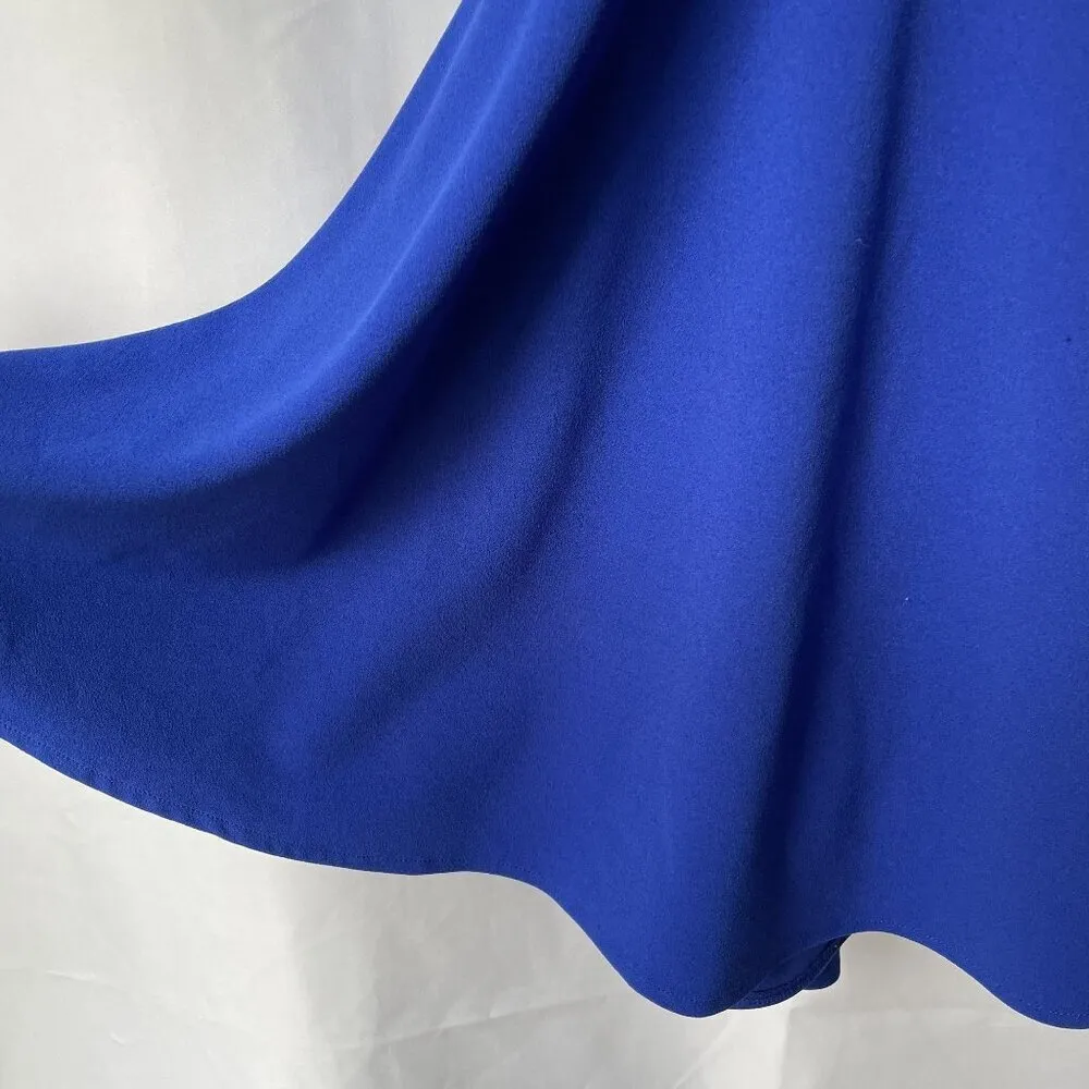 Lulus royal blue skater dress circle skirt women size small v-neck open back - Image 4