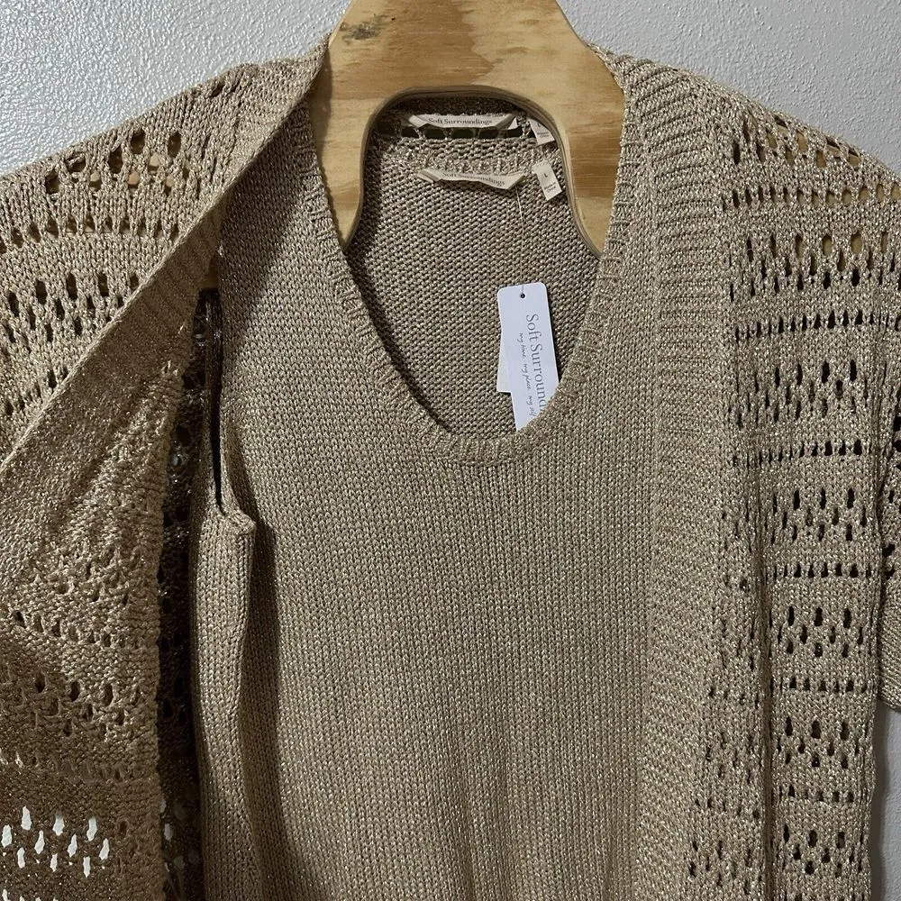Soft Surroundings Opaline Shimmer Cardigan & Sweater Tank Top Sz‎ Large 2 Piece - Image 3