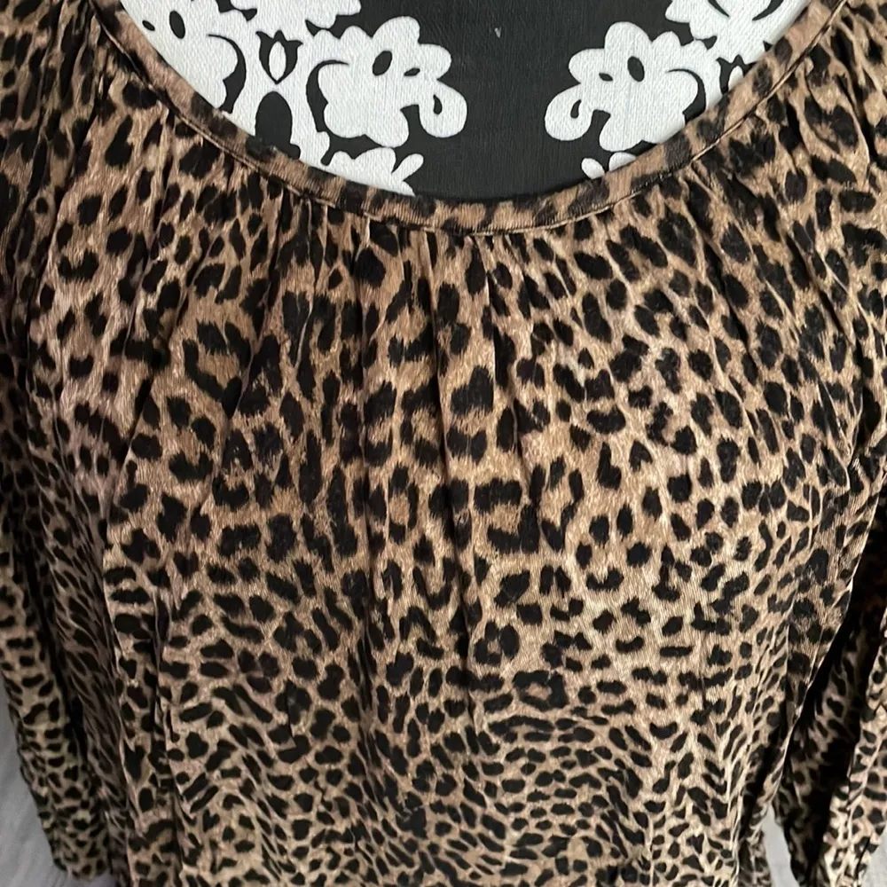 MICHAEL MICHAEL KORS Brown Animal Print Top Size Large - Image 2
