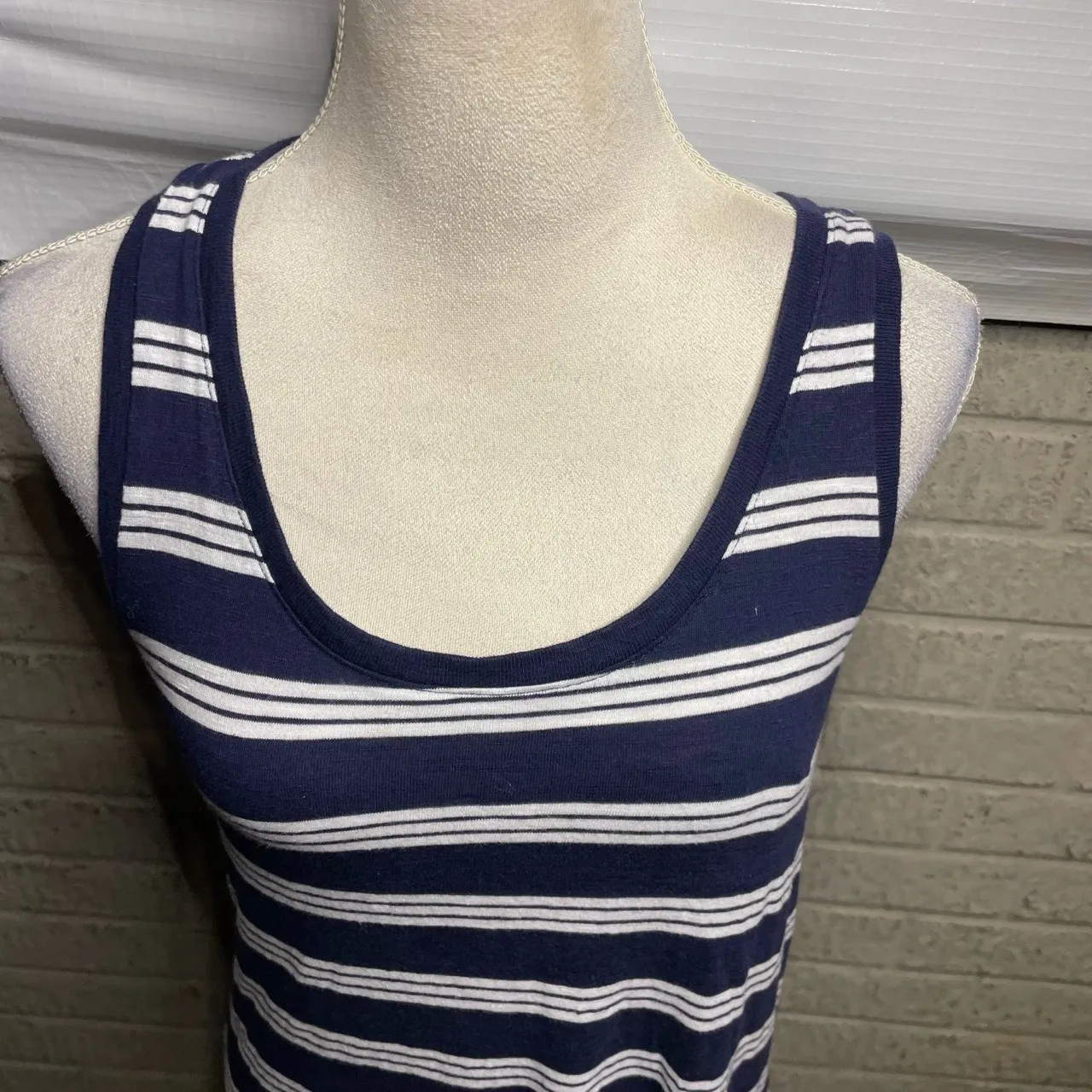 Gap Women‎ Striped Sleeveless Tiered Ruffle Tank Maxi Dress Size Small Blue - Image 2