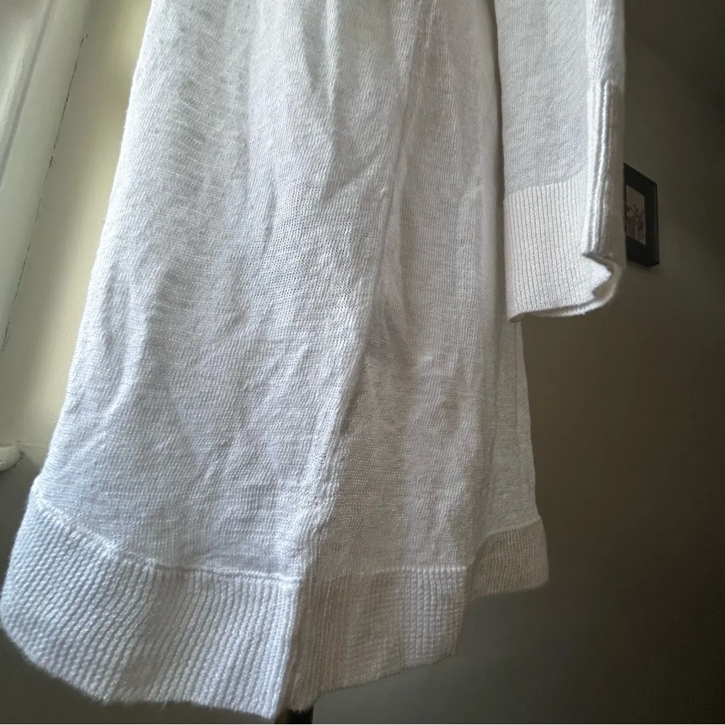 Talbots Linen Cardigan Duster White Small - Image 7