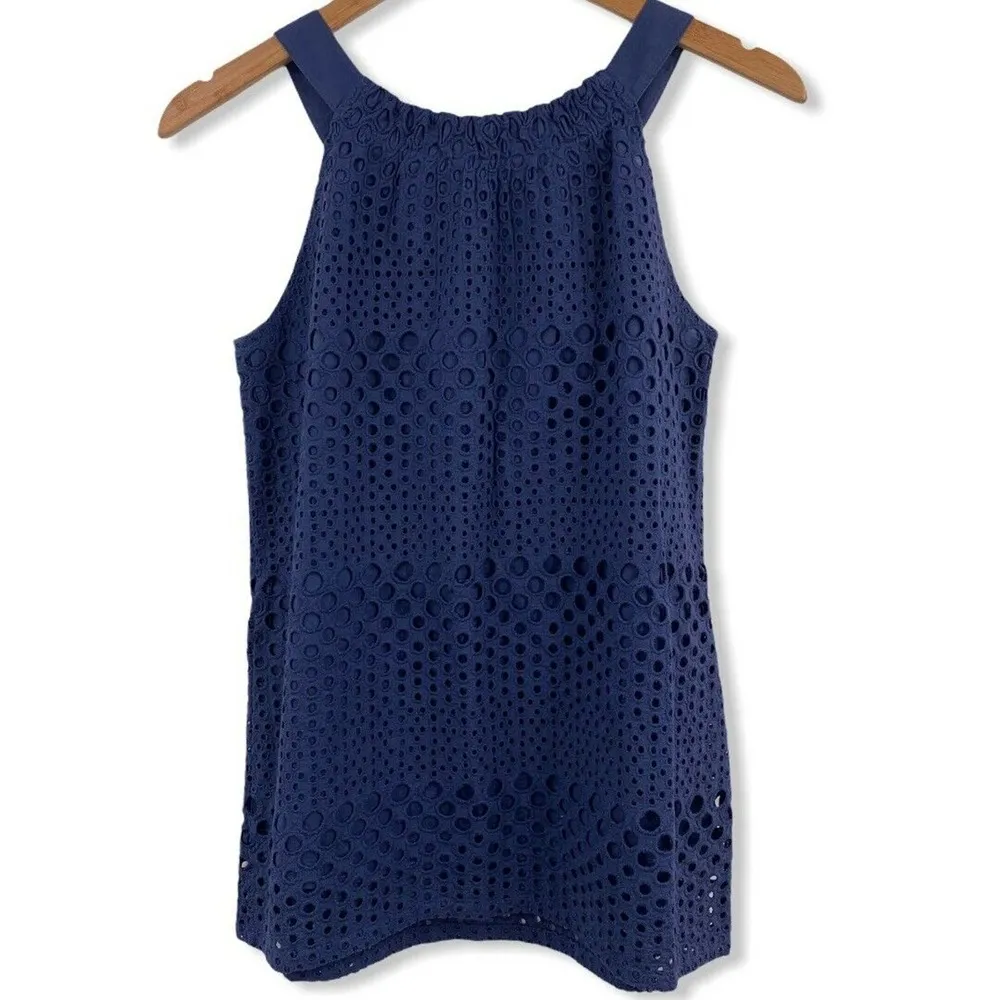 Jade Melody Tam Blue Eyelet Sleeveless Top Small - Image 2