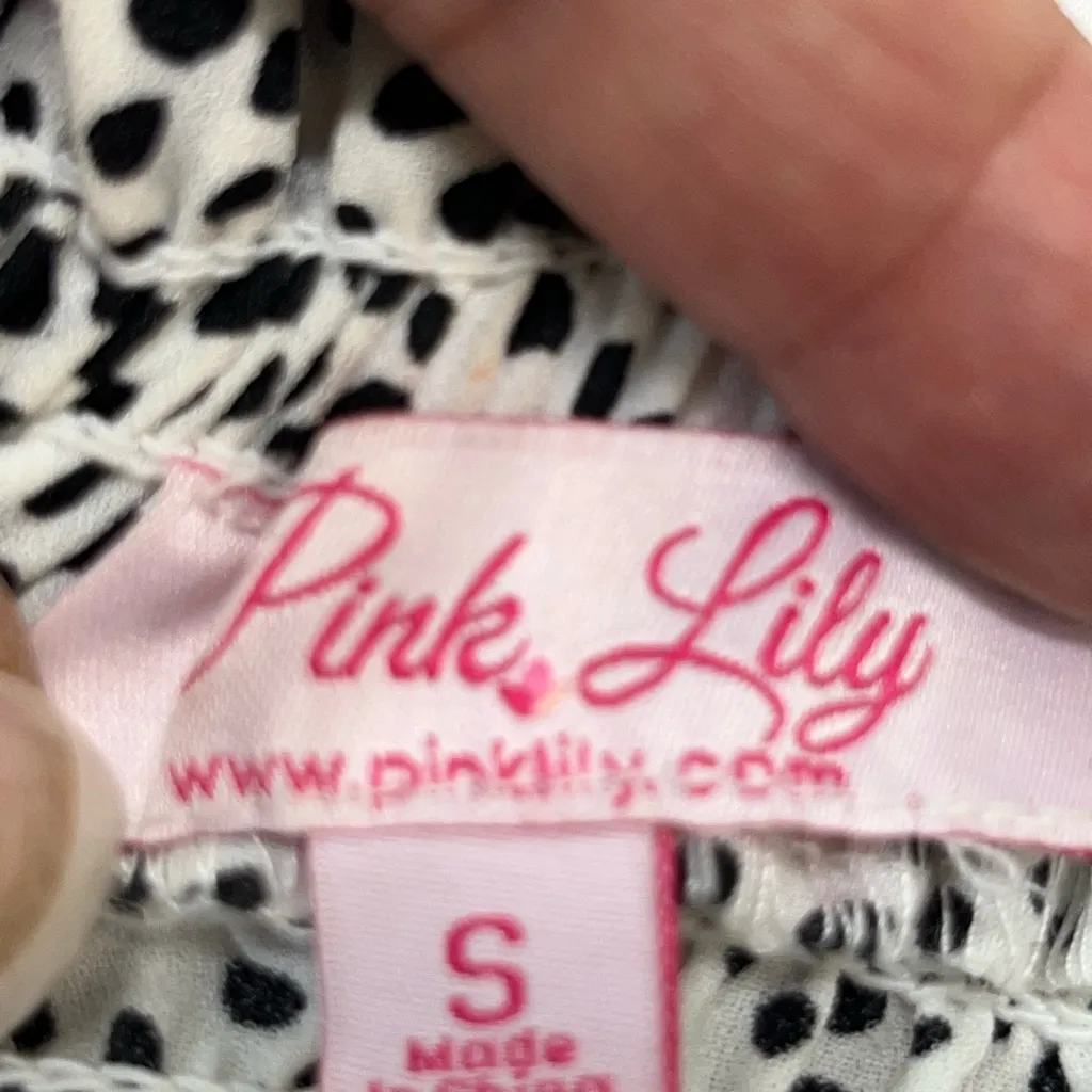 Pink Lily Sleeveless Crop‎ Jumpsuit Tie waist S Black and White Polka Dot PREOWN - Image 3