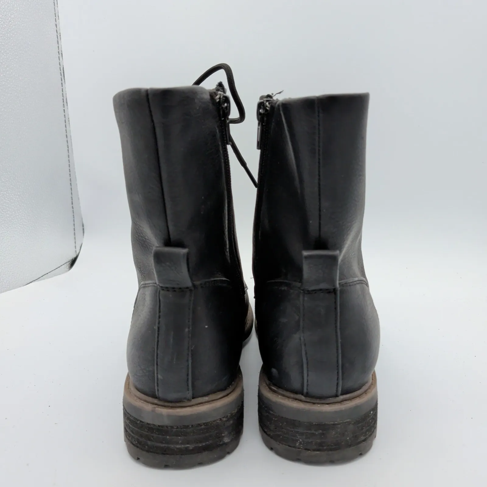 BOC Black Faux Leather Lace Up Combat Boots Women's 9 Side Zip Born Moto Punk - Image 5