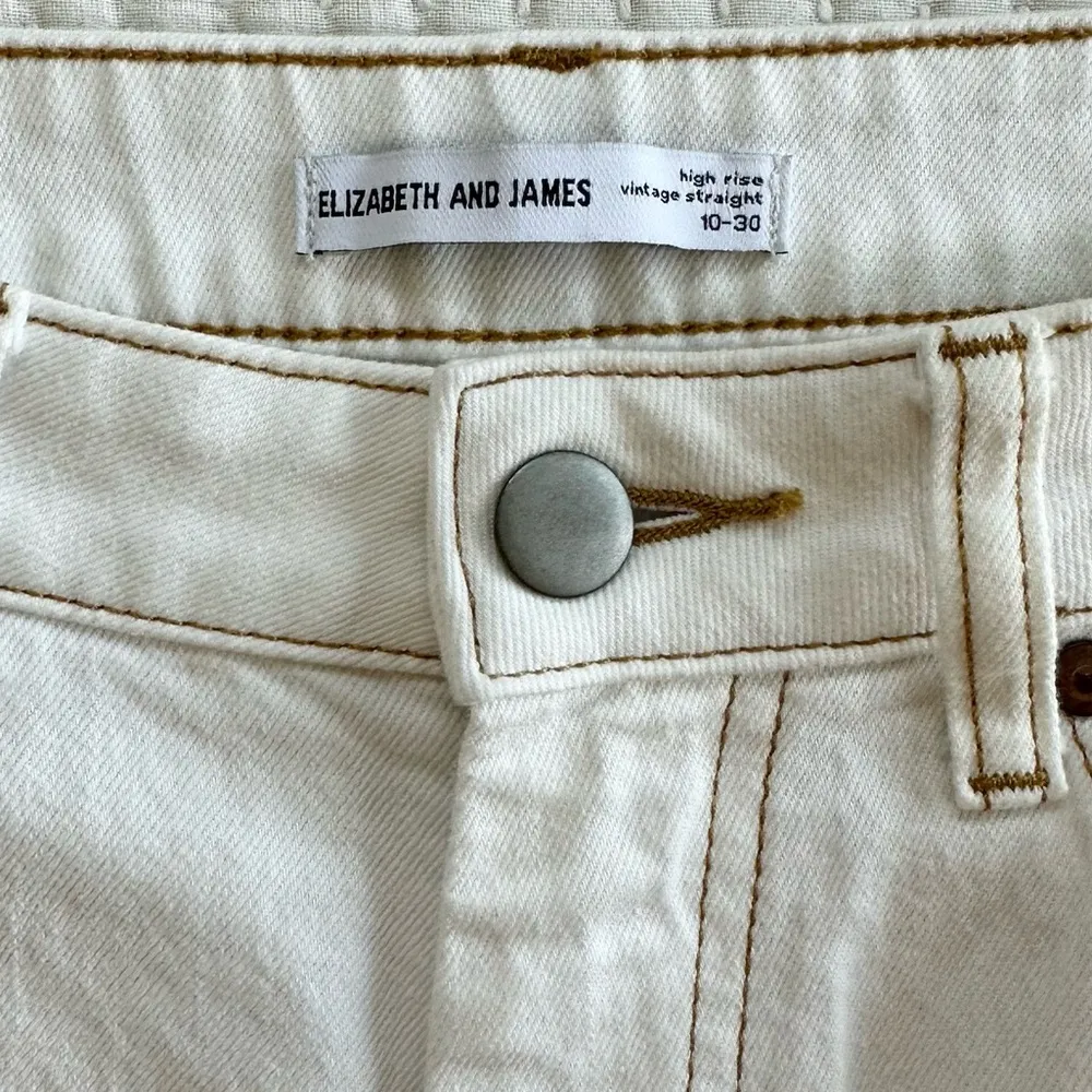 Elizabeth and James High Rise Straight Leg Off White Jeans - Image 8