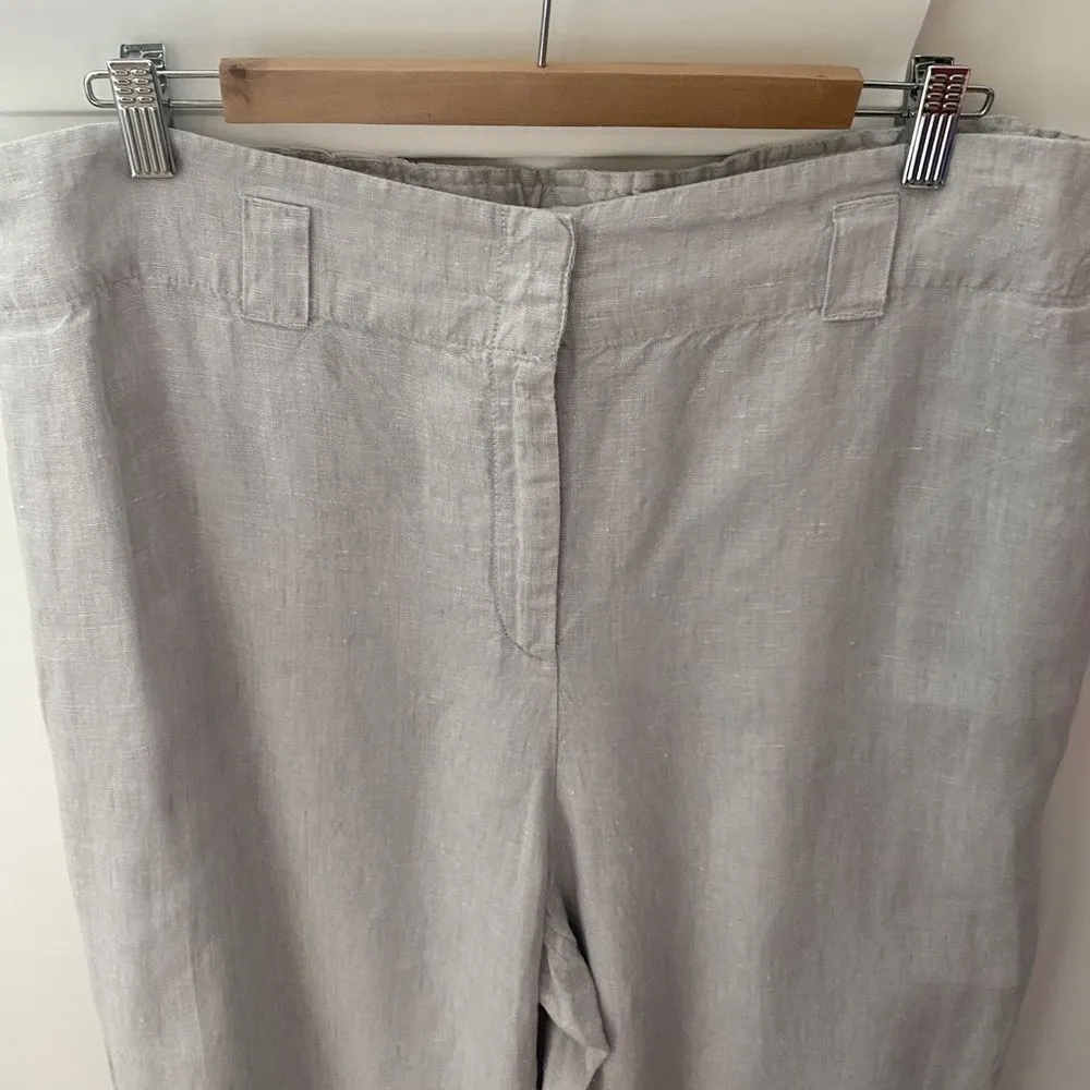 Chico’s Linen Crop Pants Women’s 16 Gray Stretch Waist Relaxed Coastal Lagenlook - Image 3