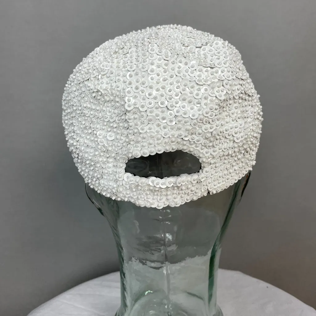 Sequin‎ Baseball Hat Cap Blue White One Size Cotton Lining Funky Bold Playful - Image 4