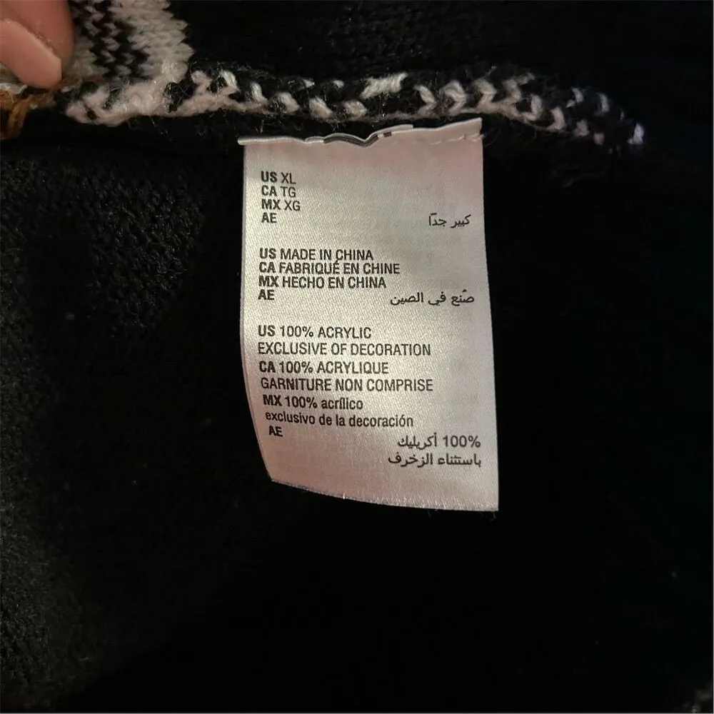 Karen Scott Women's XL Black Christmas Sweater Santa & Reindeer Design - Image 3